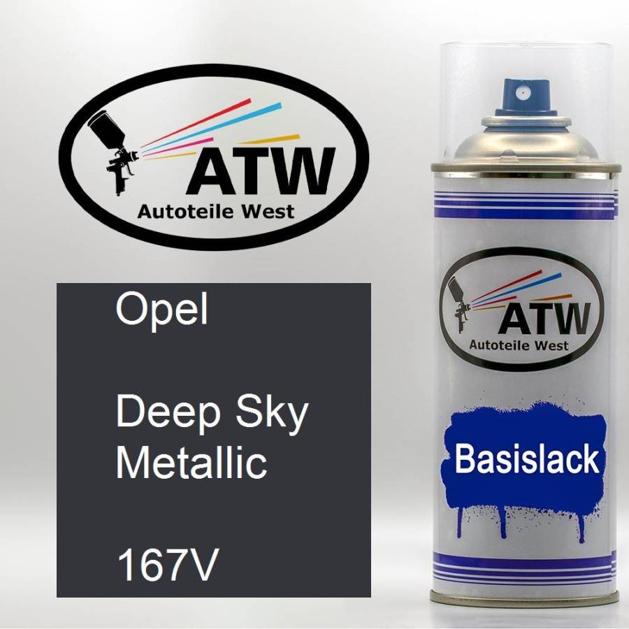 Opel, Deep Sky Metallic, 167V: 400ml Sprühdose, von ATW Autoteile West.